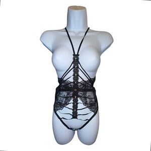 Victoria's Secret VERY SEXY Strappy Open Crotchless Grommet Playsuit XL $80 MSRP